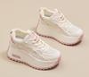 Autumn 8Cm Mesh Microfiber Vulcanize Chunky Sneaker Lace Up Shoes Fashion Synthetic Leather Flats Platform Wedge Women Ladies
