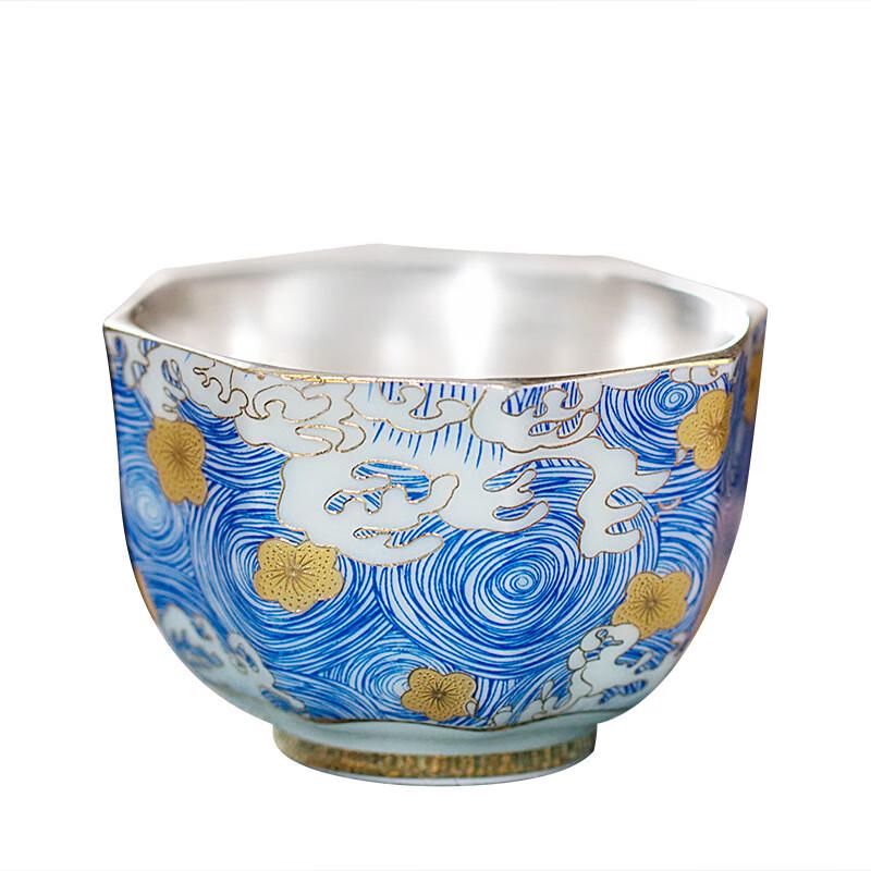 Chaxun Starry Night Enamel Silver Ceramic Kung Fu Teacup
