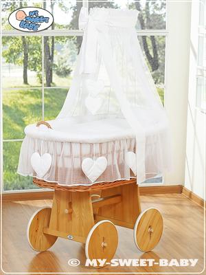 Moses Basket with Canopy - Amelie White