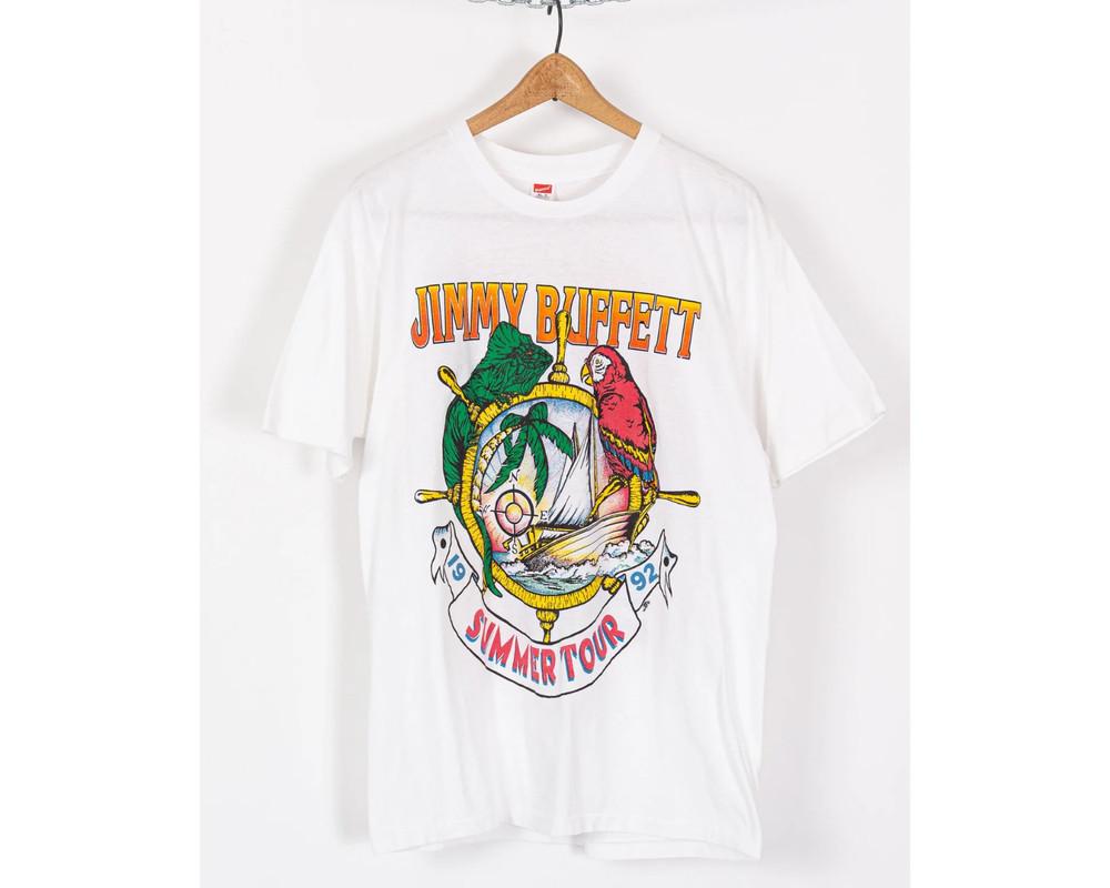 Hot 1992 Jimmy Buffett Summer Tour Black Full size White Shirt BL043 Unisex T-Shirt S