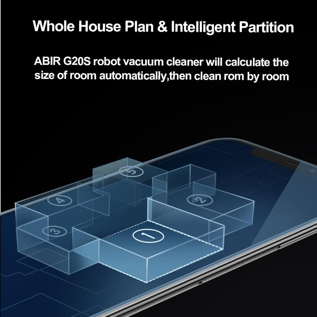 ABIR Aspirator robot G20S, memorie hartă, aspirație 6000 Pa, upgrade de la distanță, mop umed electric, aplicație WIFI Spălarea inteligentă a podelei pentru casă