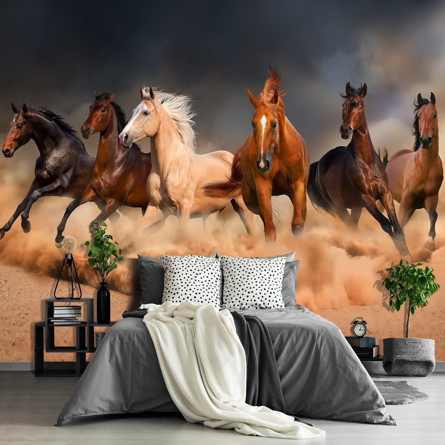 Tapestry of galloping horses 75x100 чёрный