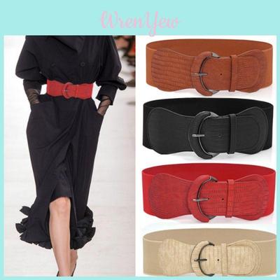 Retro Stil Leder Elastischer Breiter Gürtel Für Damenbekleidungszubehör