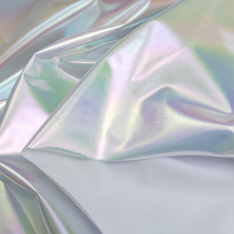 100cm Iridescent Stretch Nylon Fabric 4-Way Spandex Blend for DIY Sewing Slip Dress Stage Costumes Photography Background