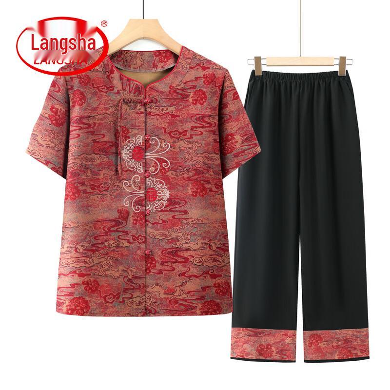 LangSha Women s Retro Short Sleeve Summer Shirt XL