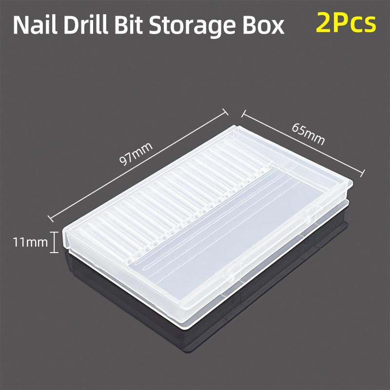 Mini Transparent Plastic Tool Storage Container 20-Hole Parts Box for Rotary File Milling Cutter Nail Tool Polishing Organization
