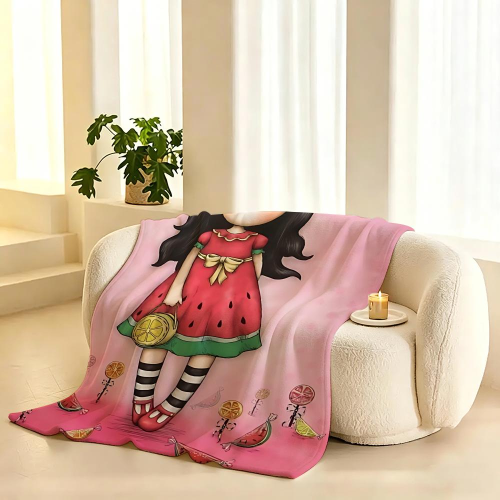 Cartoon Santoro Gorjuss Throw Lightweight 240g Flannel Blanket Soft Skin-friendly for Summer Cooling