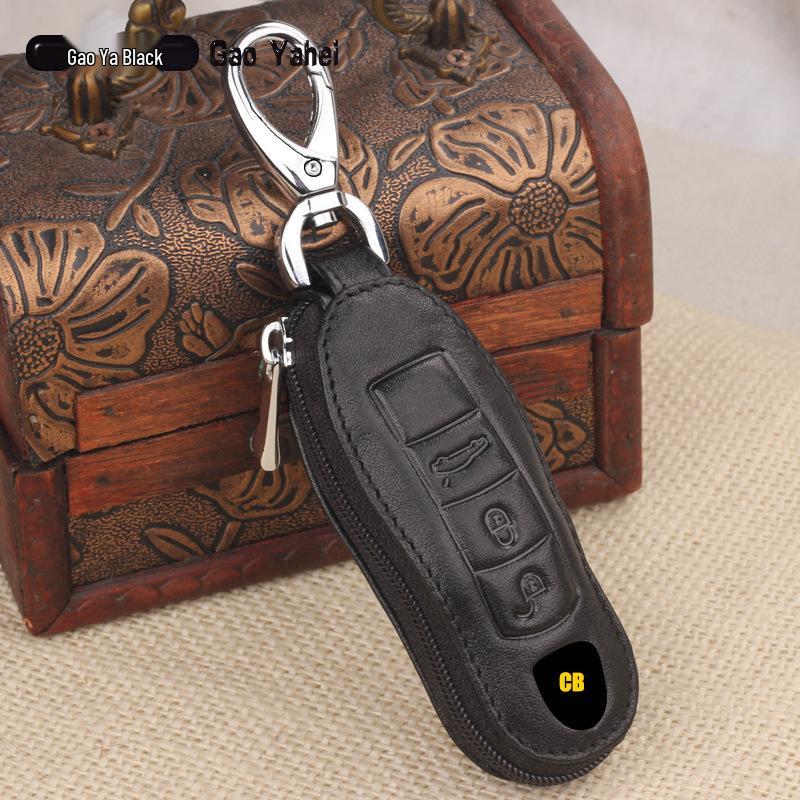 Genuine Leather Key Case for Porsche Smart Car Remotes чёрный