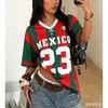 MEXICO Style Soccer Jersey Striped Letter Printed Short Sleeved Fashion Comfortable Streetwear Summer Women T-Shirt Y2k Tops