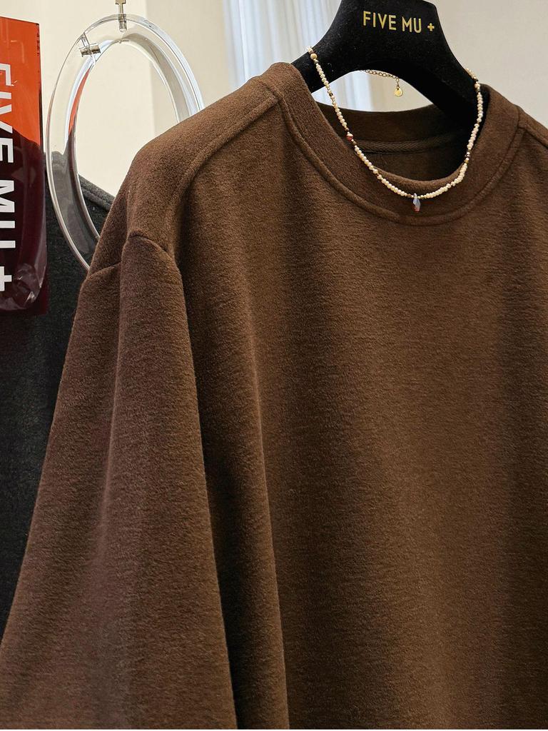 2025 Women's High-Grade Brushed Loose Long-Sleeve T-Shirt - Autumn/Winter Casual Lazy Style