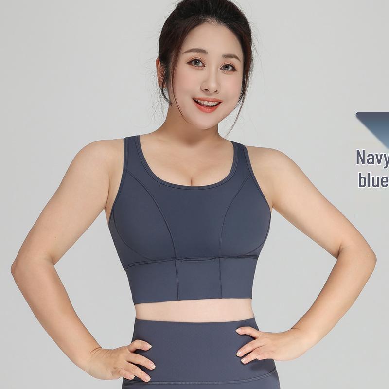 

Спортивный бюстгальтер большого размера с высокой степенью поддержки и защитой от ударов для женщин – Жироудалитель MM для большой груди, утягивающий жилет для йоги L темно-синий