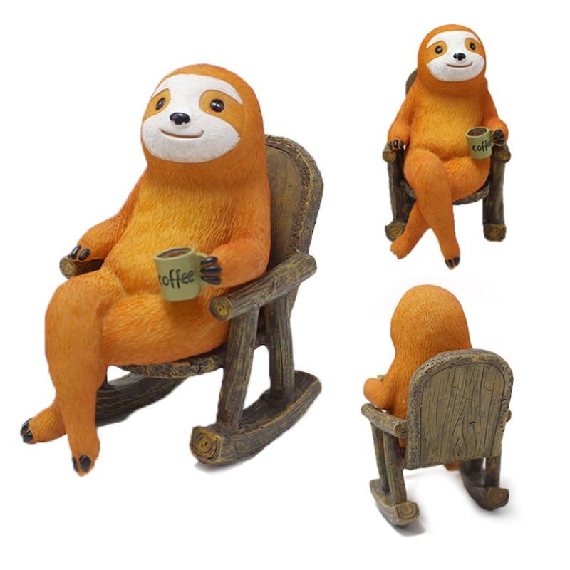 Rocking Chair Sloth Figurines, Creative Resin Garden Outdoor Decoration, Garden Craft Landscape Animal Statues