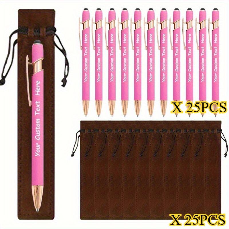 25Sets Customizable Ballpoint Pens Luxury Soft Touch round Writing Tools with Brown Cases - Includes 25 Pens And 25 Brown Bags