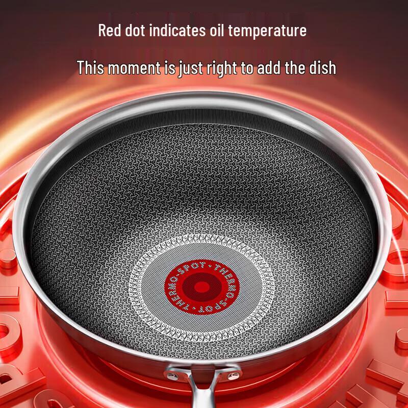 Supor 30cm Fire Red Dot Non-stick Stainless Steel Wok