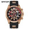 Sanda Trendy Multifunctional Men's Quartz Watch - Silicone Strap, Waterproof, Calendar, Three Eyes, Six Hands