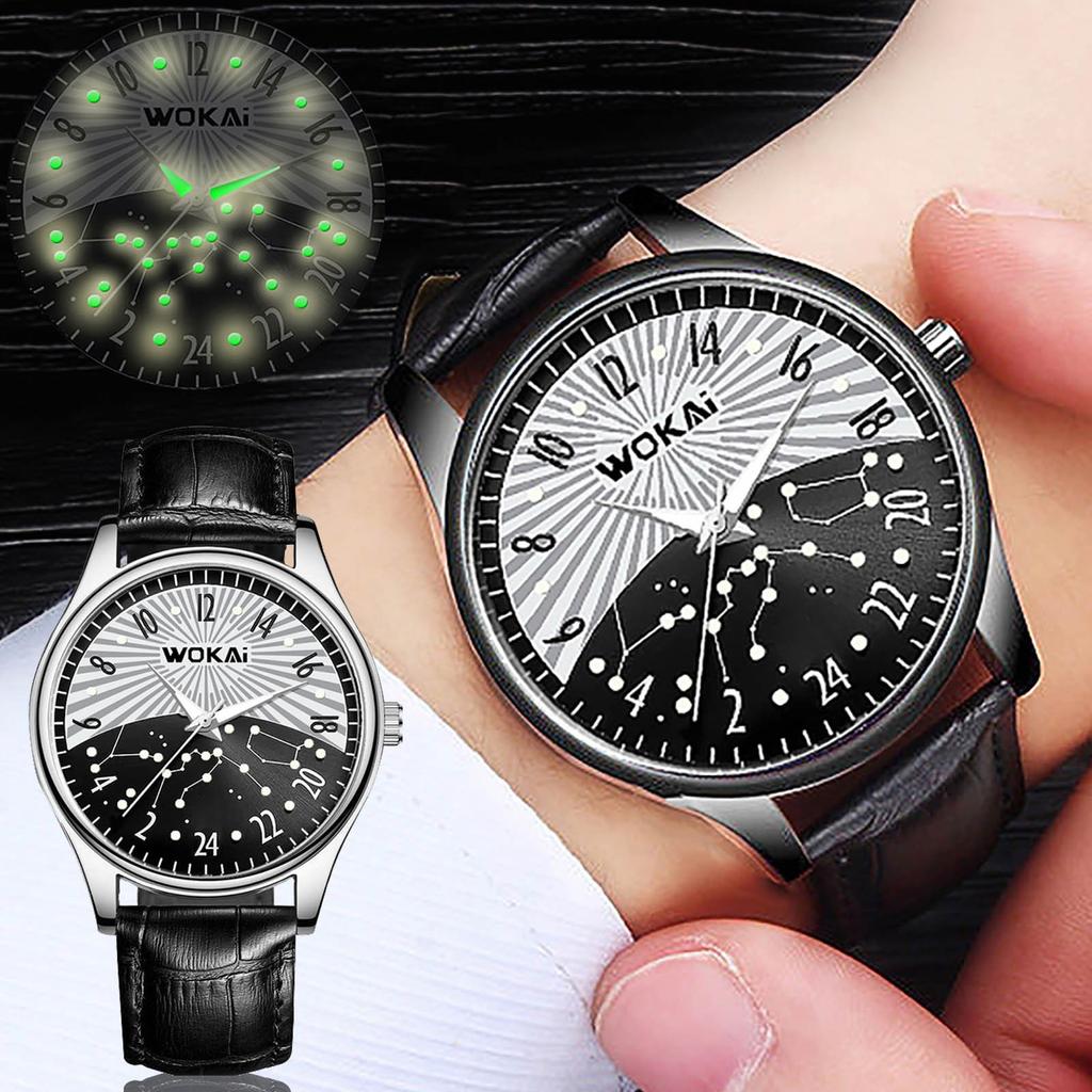 Orologio Meccanico Automatico Uomo - Quadrante Cielo Stellato Con Strass - Pelle Vera, Luminoso, Impermeabile 3ATM