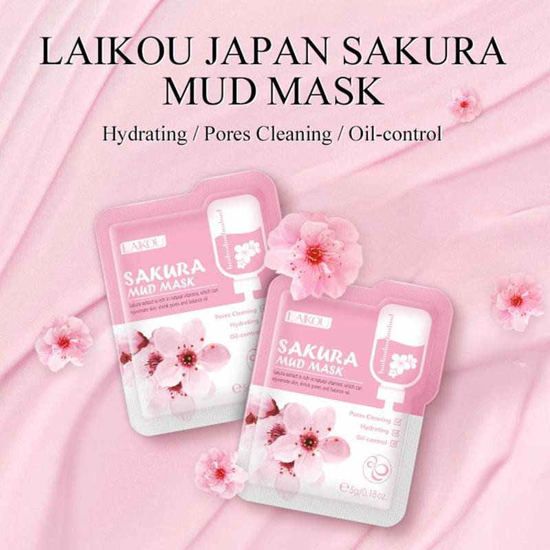 50 szt. Japońska Maska z Glinki Sakura na Twarz Głęboko Oczyszczająca Nawilżająca Kontrolująca Sebum Usuwająca zaskórniki Różowa Maska Glinkowa Pielęgnacja Twarzy