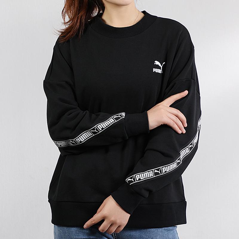 Puma Ležérní sportovní logo pulovr mikina s dlouhým rukávem dámská mikina černá 596019-01