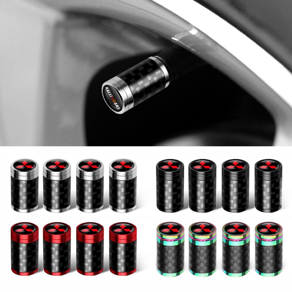 cxbkdv1 4pcs/set Car Carbon Fiber Pattern Tire Valve Dust Cover For Mitsubishi Lancer 9 10 Outlander 3 Asx L200 Pajero Auto Accessories