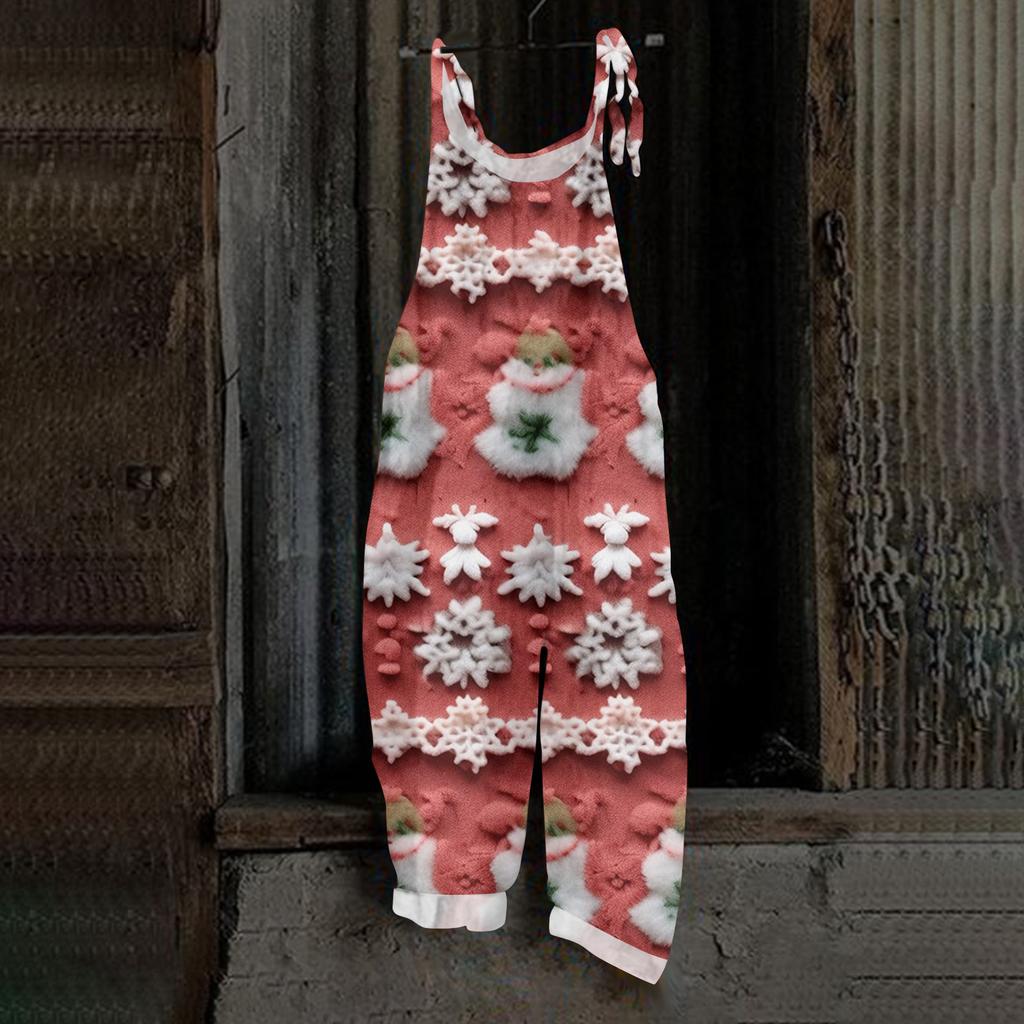 Women's Jumpsuit Halloween Print  Casual Loose Vintage Shoulder Strap Cotton Linen