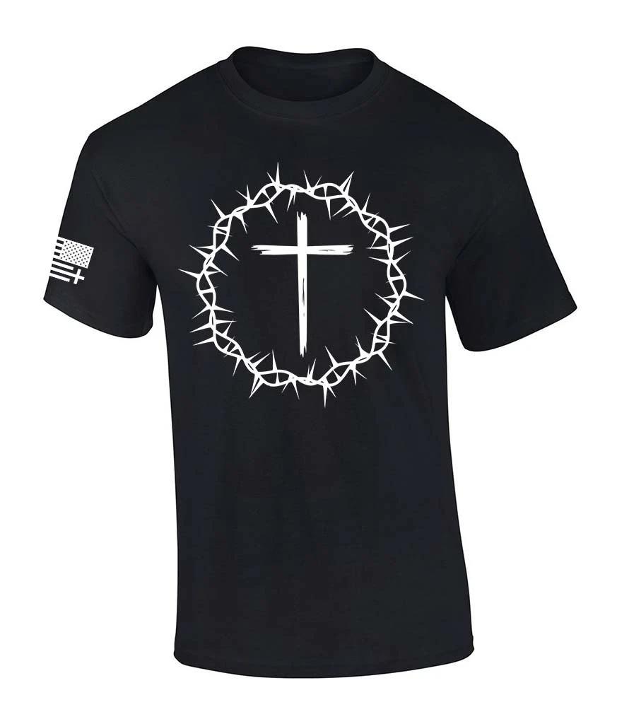 Trenz Shirt Company Mens Christian TShirt Cross Within Crown of Thorns Jesus S