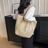 Summer Large Capacity Handbag Ladies Shoulder Bag Fashion Handmade Straw Bag Hundred Ladies Tote Bag Silk Scarf Decoration