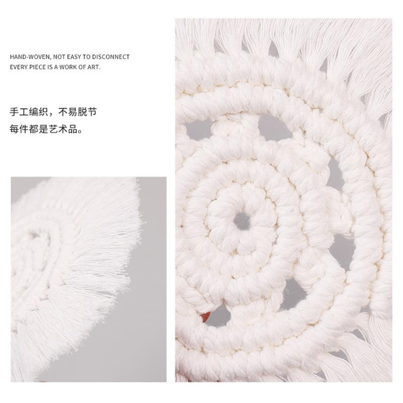 White Tassel Hand-woven Cotton Rope Coaster Nordic Style Insulation Mat Table Top Simple Decorative Mat Drinkware Coaster