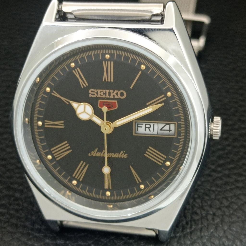 VINTAGE REFURBISHED SEIKO 5 AUTOMATIC JAPAN MENS ROMAN FIGURE WATCH a442661-1
