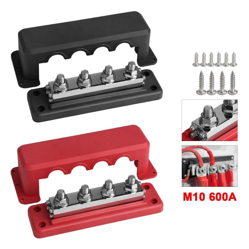 בלוק חלוקת כוח 3/8" 4 חתיכים פס צבירה עם מכסה 600A בלוק מסופי חשמל עבור סירה ימית, קרוואנים, מכונית