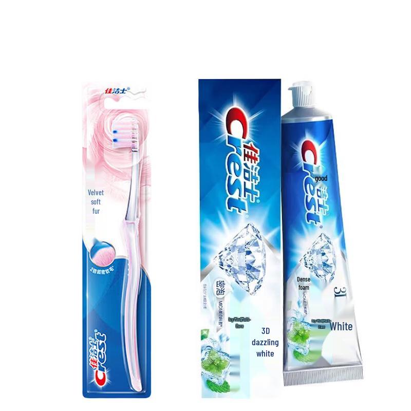 Crest Velvet Gum Care Toothbrush & 3D White Ice Mint Toothpaste Set