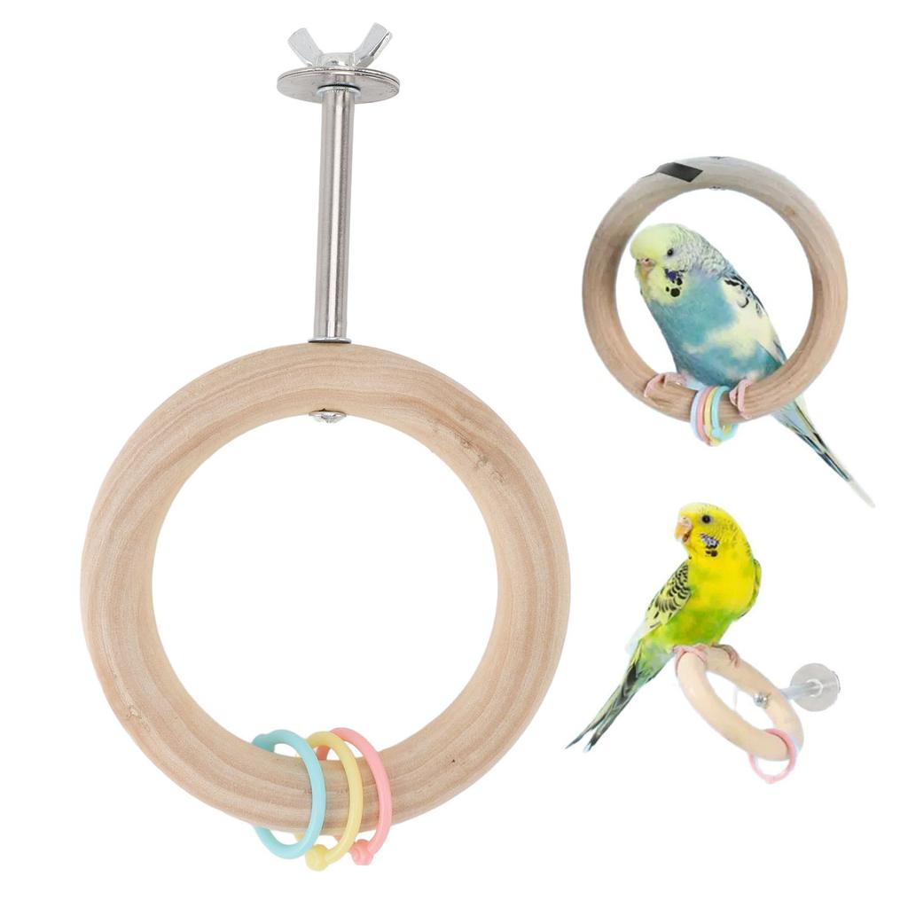 Bird Cage Round Perch Wooden Stable Structure Multifunctional Bite Proof Parrot Swing Perch Stand To