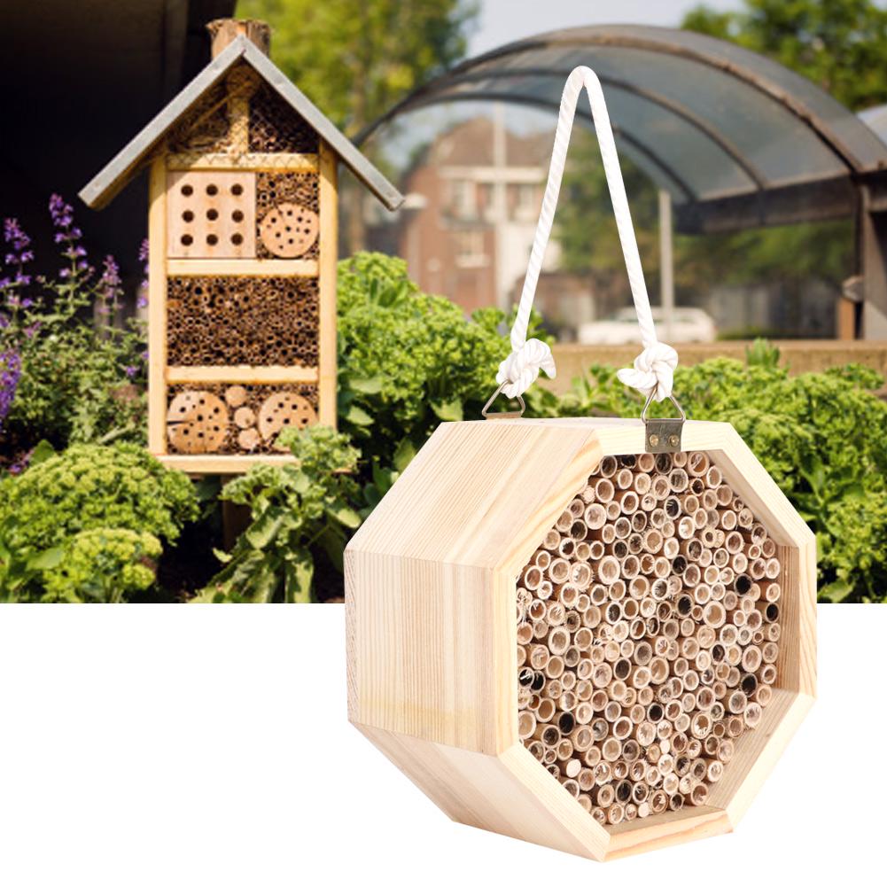 Wooden Insect Bee House Wood Bug Room Hotel Nesting Box for Outdoor Garden Decoration