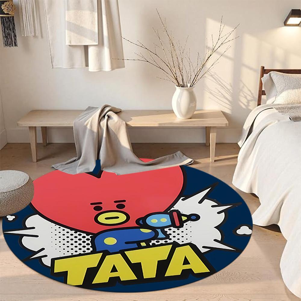 Bt21 Round Floor Rug Design for Hallway Balcony Living Rooms Dining Room Antislip Round Carpet Office home decor Wedding Party Gift