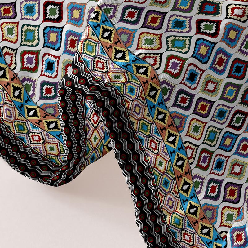 1 Simple Modern Bohemia Printed Matte Fitted Sheet, Bedroom Printed Bed Cover, Bedding (Excluding Pillowcases)