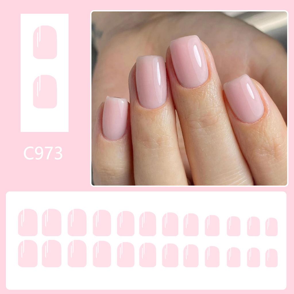 Square Press On Nail Pink Fake Nail Stick On Nail In 12 Sizes,24 Pcs French Nail Tips for DIY Nail Art Decorations