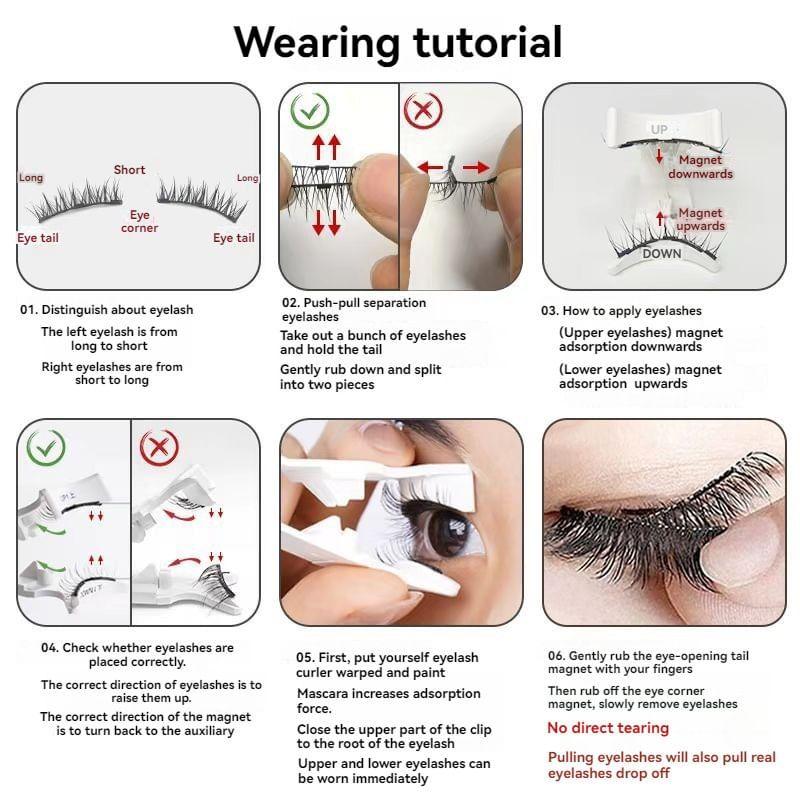 Miumi - Natural Wispy Magnetic False Eyelashes / Applicator / Set