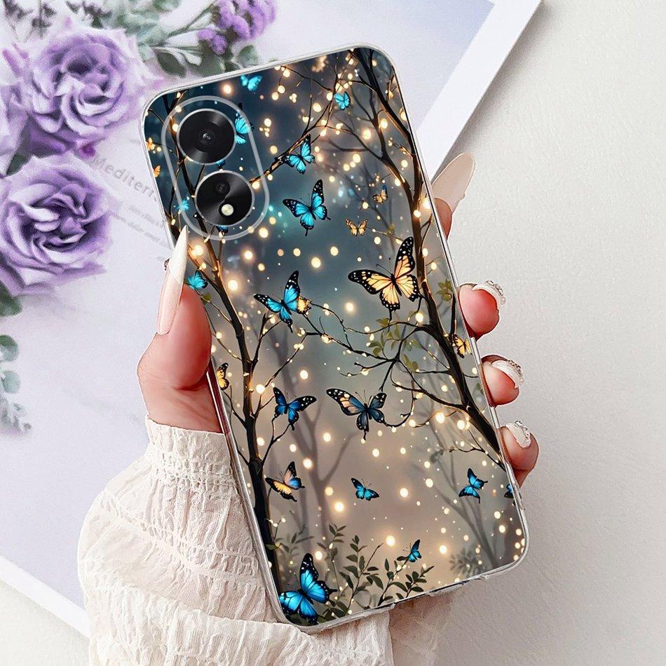 For OPPO A18 A38 CPH2579 CPH2591 Elegant Floral Butterfly Phone Case For Oppo A18 A38 4G Soft Silicone TPU Cases