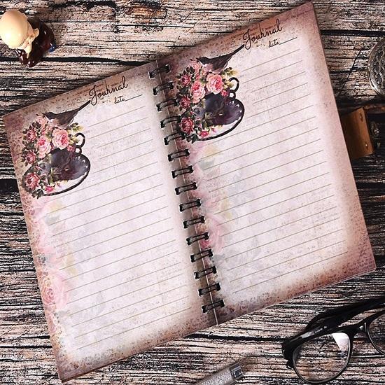 Carnet à Spirale en Cuir 17,78 cm Carnet d'Écriture Unique Fait Main en Relief Journal de Voyage Marron