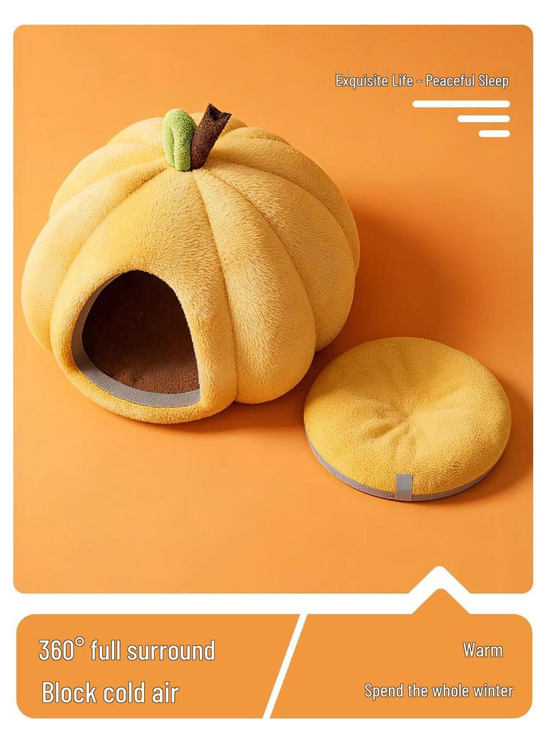 Pumpkin Nest Pet Bed: Cozy Winter Blanket for Cats, Dogs, Rabbits & Guinea Pigs