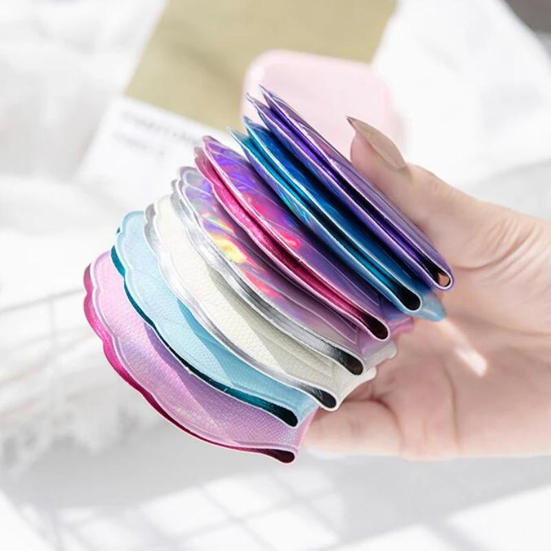 Espelho de maquiagem em formato de concha Dream Laser Color 2X Espelho de aumento portátil de bolso dobrável de dupla face Acessórios de maquiagem Kawaii