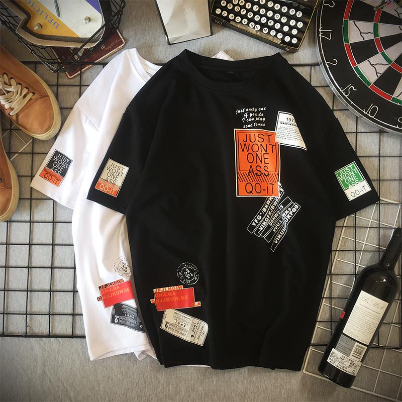 Pánské tričko s krátkým rukávem pro volný čas s potiskem Street Hip Pop