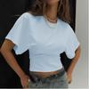Korean Style Crew Neck Pullover Short Sleeve T Shirt Women Summer New Simple Loose Fit Solid Color Casual Top