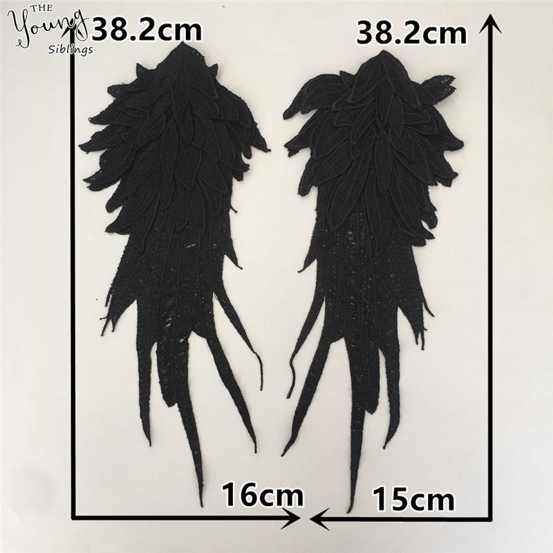 

Angel Wings, Embroidered Lace Cloth Stickers, Multi-Layer Three-Dimensional Wing Embroidered Clothing Accessories Style 1675 (1 pair) чёрный