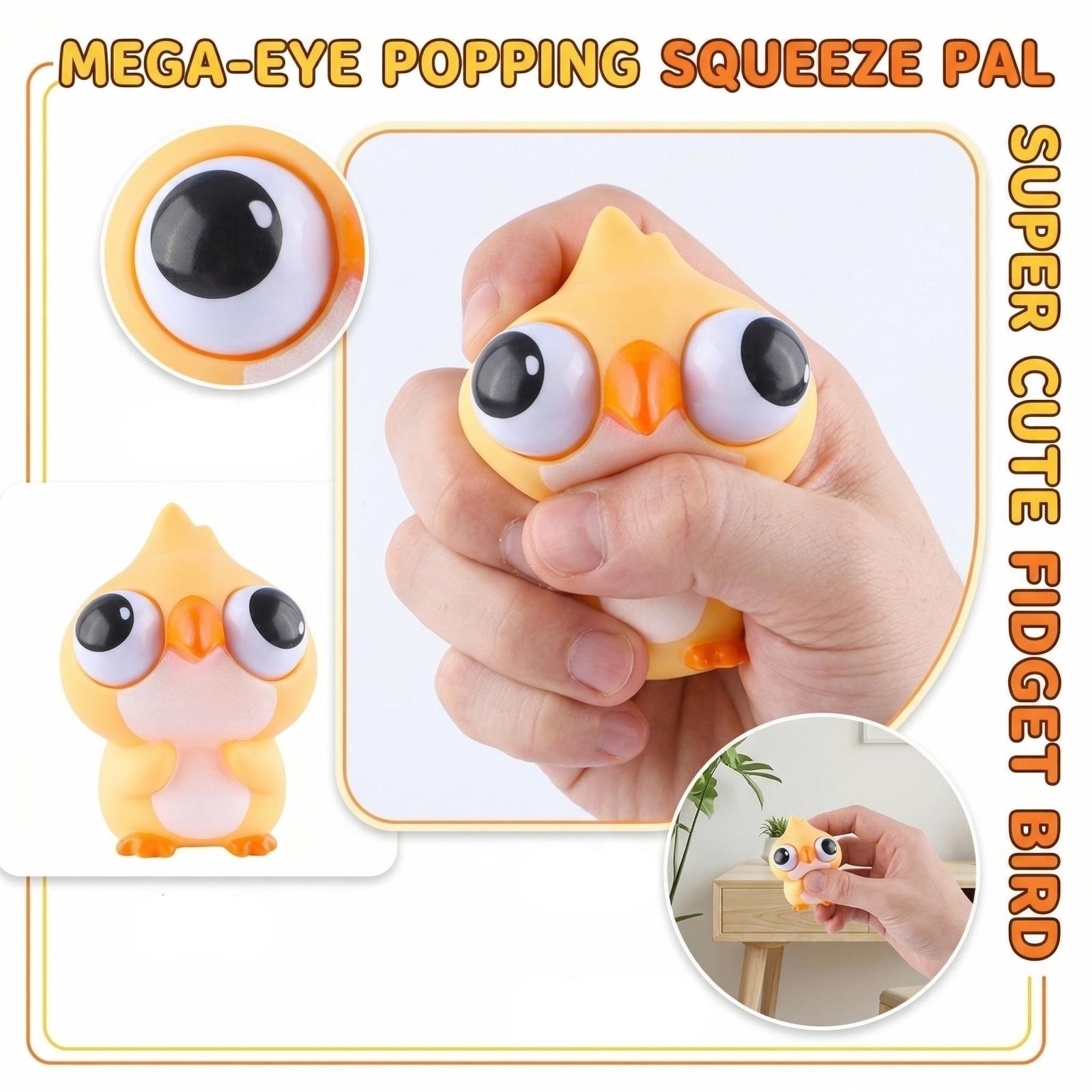 

Cute Squashable Staring Parrot With Wide-eyed Eyes - A Small Animal Toy To Pinch And Shape. One Size