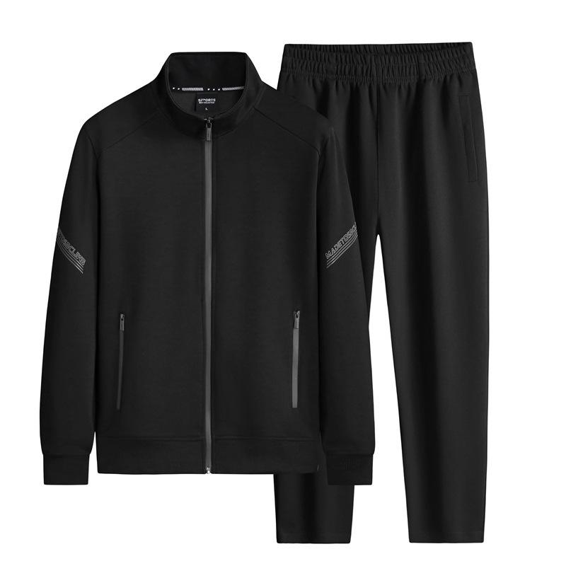 Men's Plus Size Stand Collar Cardigan Sports Suit - Autumn 2023 Casual Fitness Two-Piece Set