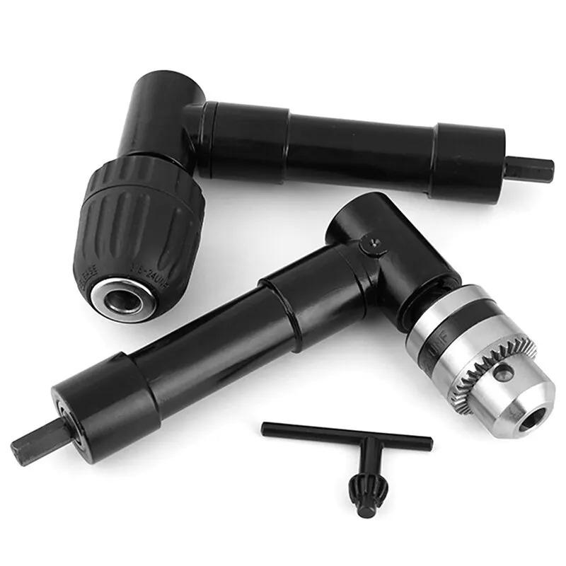 Aluminum Alloy Turning Tool Iron Chuck Adapter Narrow Space Drilling Tool 90 Degree Black Right Angle Electric Drill Corner Tool