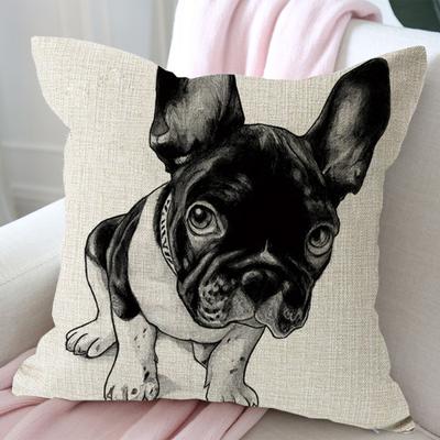 Throw Pillowcase with Hidden Zipper Wear Resistant Washable Non-Fading Animal Dog Print Cushion Cover Pillowslip