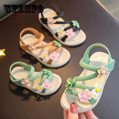 Sandals 3-16 Years Old Girl Princess Shoes Summer Children Toddler Shoes Soft Bottom Hollow Sandals Non-slip Fla
