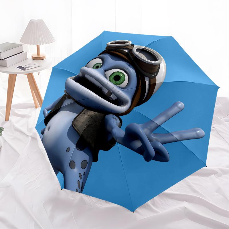 Crazy Frog, Automatic Folding Umbrella, Portable and Foldable Design, 8 Ribs, a Christmas or Birthday Gift.
