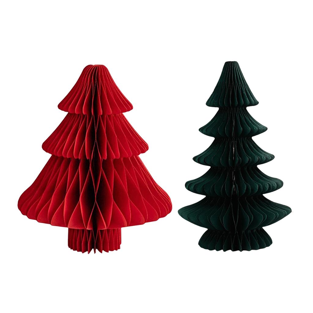 Waben-Weihnachtsbaumdekoration 2 Stück/3 Stück 3D Papierbäume Mittelstück Wiederverwendbar für Kaminsims Weihnachts-Tischdekoration